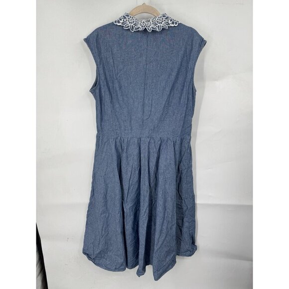 Pendleton Chambray Embroidered Shirt Mini Dress Women 12 Blue Ethereal Western - Picture 2 of 9